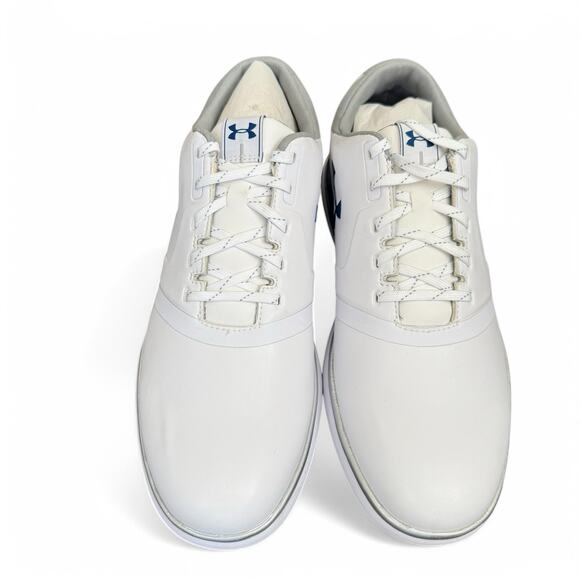 Under Armour Men’s Golf Shoes White Blue Size 9 US Model 1297176-101 New - Picture 2 of 6